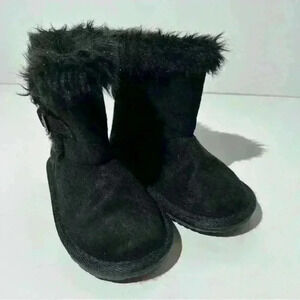 Girls Black Faux Suede Boots